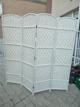 Biombo separador beige 4 paneles