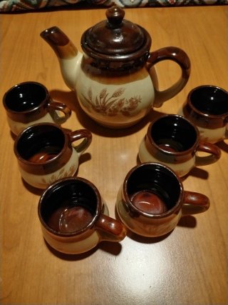 Servizio Tè/Caffè Ceramica Beige/Marrone