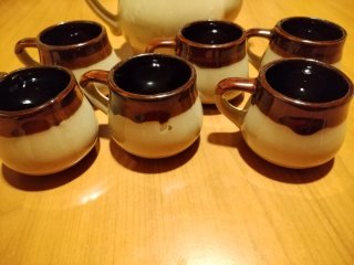 Servizio Tè/Caffè Ceramica Beige/Marrone