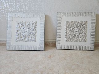 Cuadro Decorativo Plateado y Blanco
