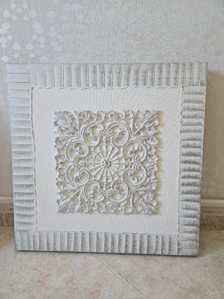Cuadro Decorativo Plateado y Blanco