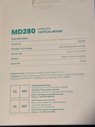 Ratón/Mouse Vertical Nulea MD280