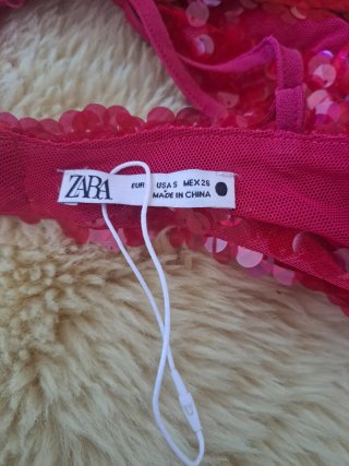 Crop Top Zara lentejuelas Estrenar