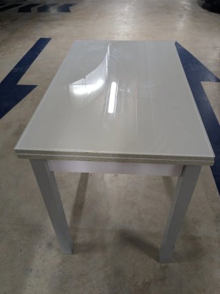 Mesa de cocina cristal y metal