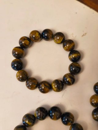 Tres Pulseras Ojo de Tigre 12mm son tres