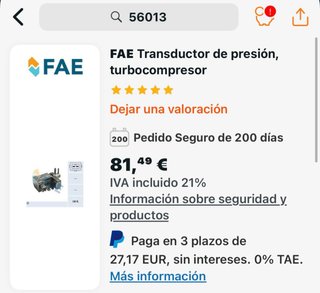 Transductor Turbo Opel Ref 56013