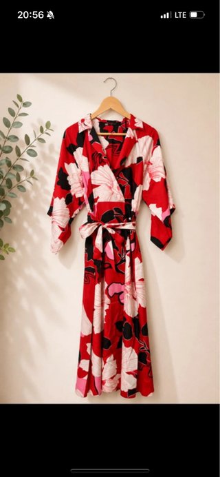 Vestido Zara Kimono Estampado Talla M