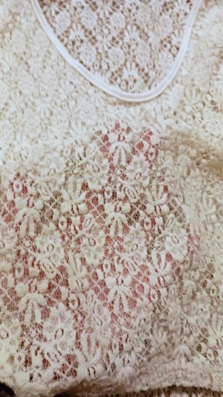 Top pizzo manica lunga bianco Y2K scollo a V