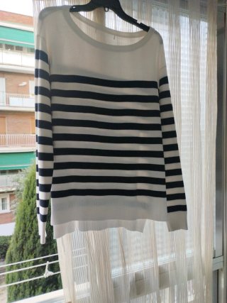 Jersey rayas mujer blanco y negro