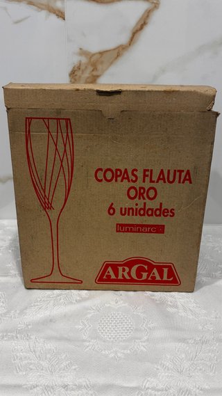 6 Copas Flauta Luminarc Borde Oro