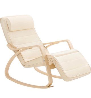 Silla mecedora con cojín extraible y reposapies