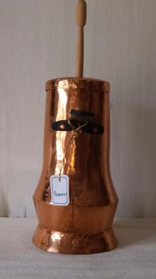 Chocolatera antigua de cobre macizo (1,3 kg)