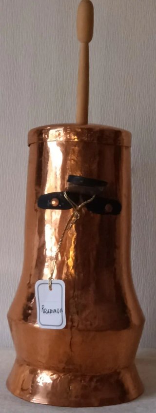 Chocolatera antigua de cobre macizo (1,3 kg)