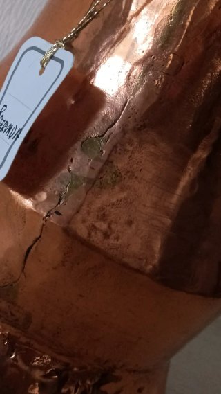 Chocolatera antigua de cobre macizo (1,3 kg)