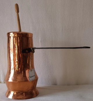 Chocolatera antigua de cobre macizo (1,3 kg)
