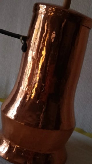 Chocolatera antigua de cobre macizo (1,3 kg)