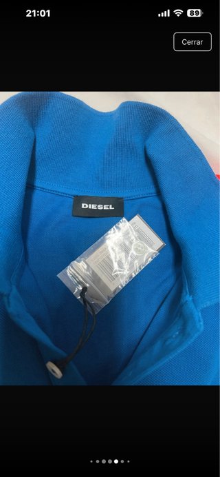 Camiseta Polo Diesel Azul con Detalles Rojos