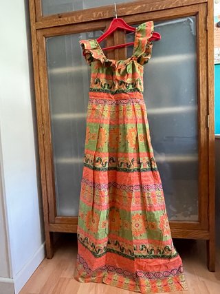 Vestido largo seda natural estampado