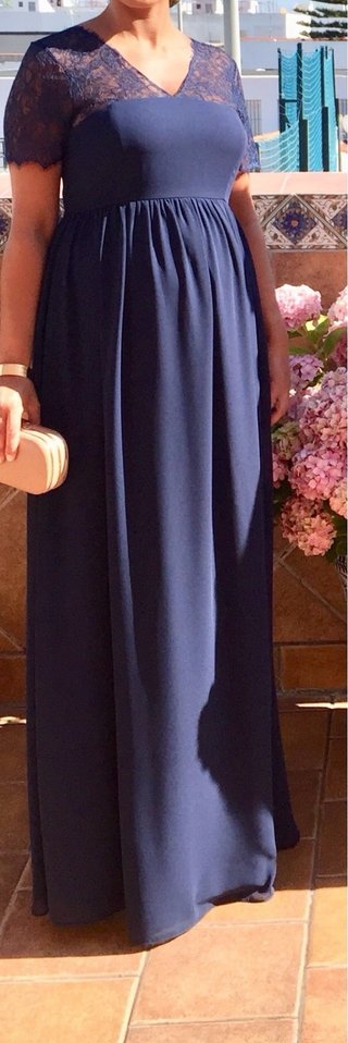 Vestido de fiesta azul encaje