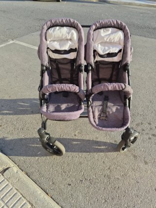 Carrito gemelar gris
