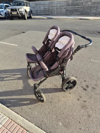 Carrito gemelar gris