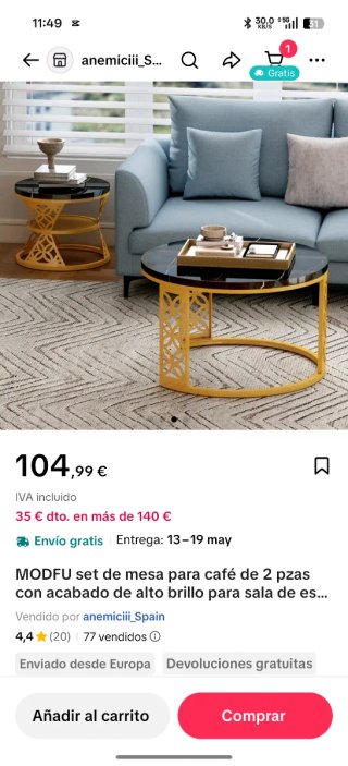 Mesitas de café MODFU mármol y metal