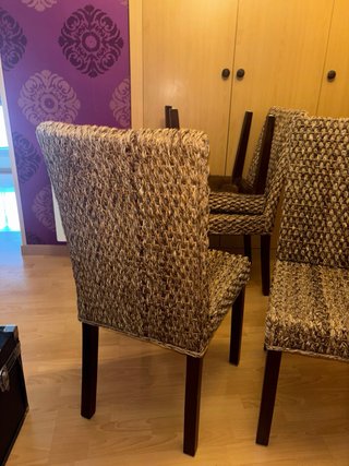 Juego 4 sillas comedor rafia
