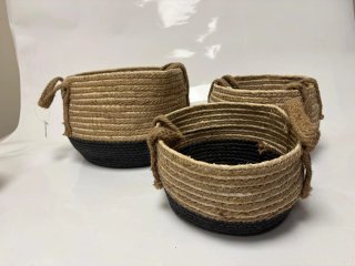 Lote 3 cestas yute marrón y negro