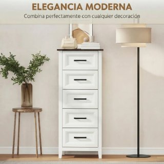Cómoda estrecha y alta blanca con encimera