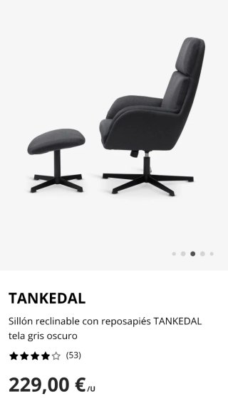 Sillón reclinable TANKEDAL gris oscuro