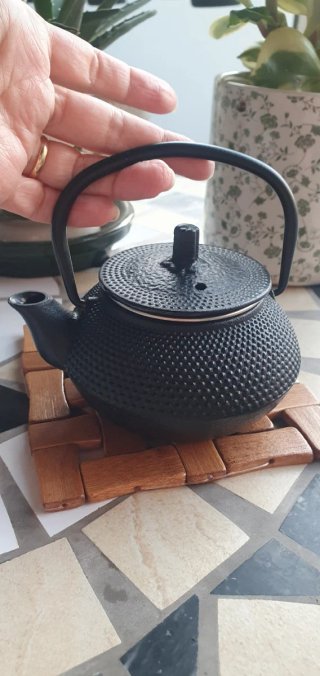 Tetera de hierro fundido negra