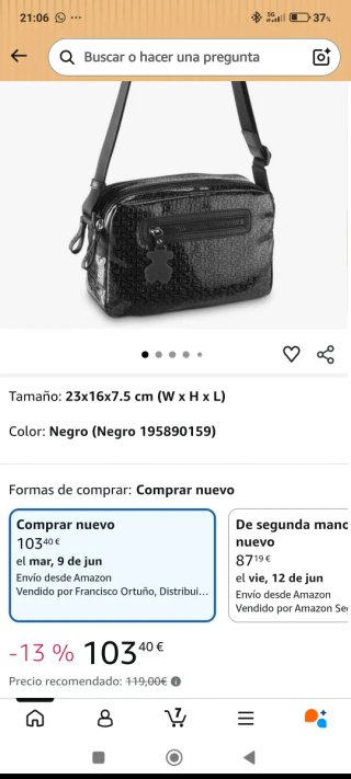Bolso Tous Timila Lindsay bandolera negro