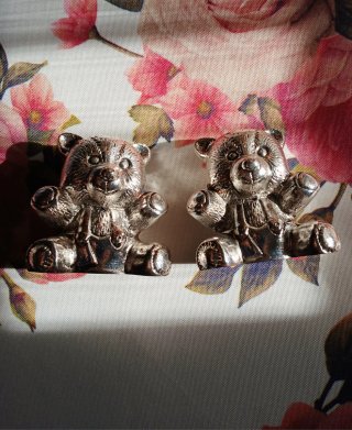 Coppia Orsetti Decorativi Argentati