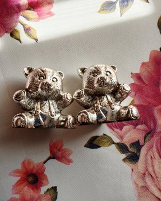 Coppia Orsetti Decorativi Argentati