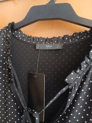 Vestido Mango lunares negro talla L nuevo