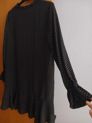 Vestido Mango lunares negro talla L nuevo