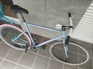 Bicicleta Fixie Gris Ruedas Rosas