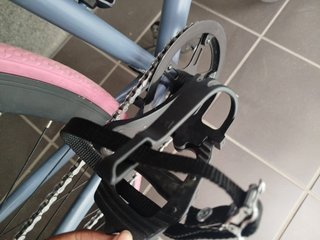 Bicicleta Fixie Gris Ruedas Rosas