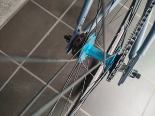 Bicicleta Fixie Gris Ruedas Rosas