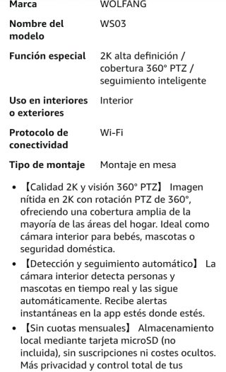 Cámara de seguridad WOLFANG 2K HDR