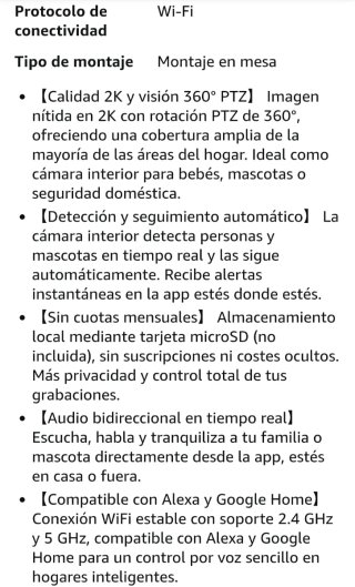 Cámara de seguridad WOLFANG 2K HDR