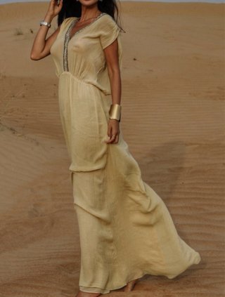 Vestido largo amarillo Zara