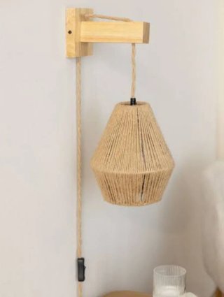 Pack 2 Apliques de pared Boho (Madera y Cuerda)