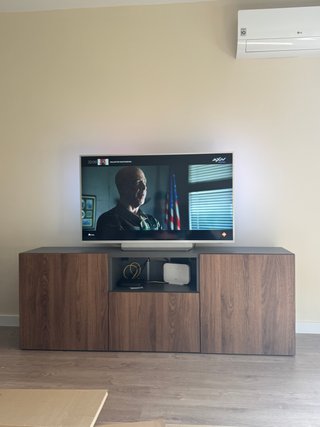 Mueble TV moderno madera y gris