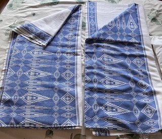Colchas antiguas algodón azul y blanco