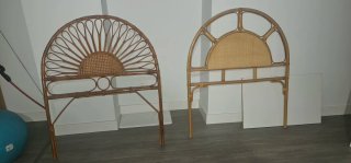 Cabecero de mimbre estilo abanico. 90 cm