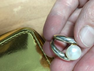 Anillo Tous Perla Plata Original, talla 16