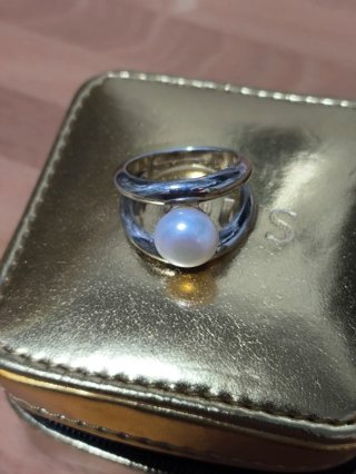 Anillo Tous Perla Plata Original, talla 16
