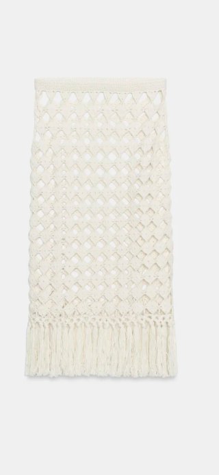 Falda crochet Zara flecos talla M Rocio Osorno