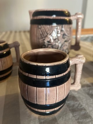 Juego 5 Jarras Cerámica Antiguas Barril